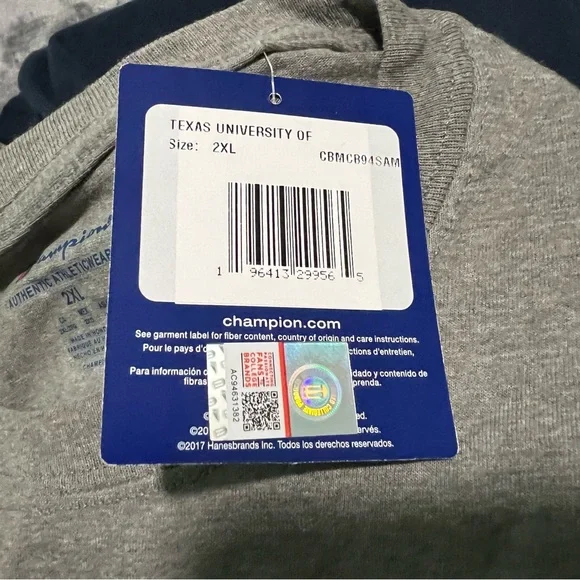 NWT Champion Adult Sz 2XL Gray The University of Texas at Austin Longhorns Tee - Picture 6 of 6